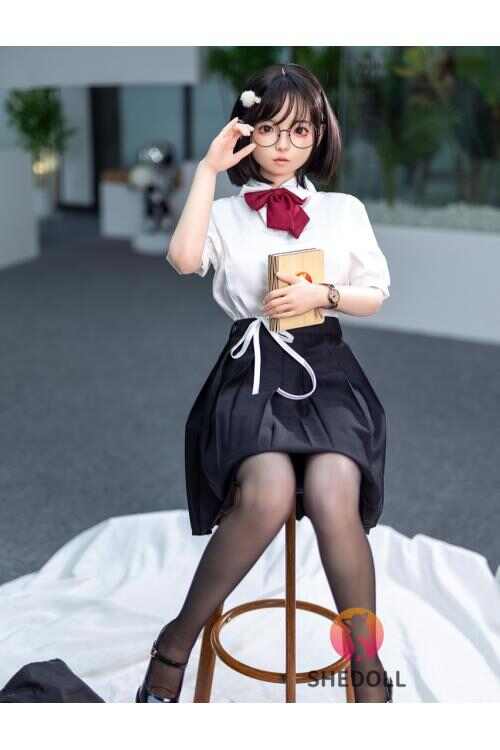 洛小夕 148cm D罩杯 全矽膠 - 可動下巴+學生制服 眼鏡娘 蘿莉巨乳 實體娃娃